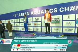 祝贺！游泳亚锦赛徐海博1分46秒83夺200米自由泳金牌