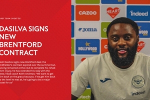 官方：布伦特福德中场达席尔瓦续约至赛季末，含延长一年的选项