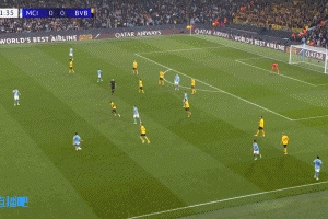 曼城1-0领先多特！福登弧顶远射皮球直挂死角破门，赖因德斯助攻